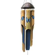 Cohasset Simple Blue Butterfly Bamboo Windchime - Small