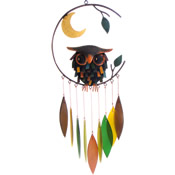 Gift Essentials Glass Spiky Owl w/Moon Wind Chime