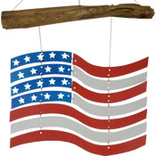 Gift Essentials Glass US Flag Red White & Blue Wind Chime